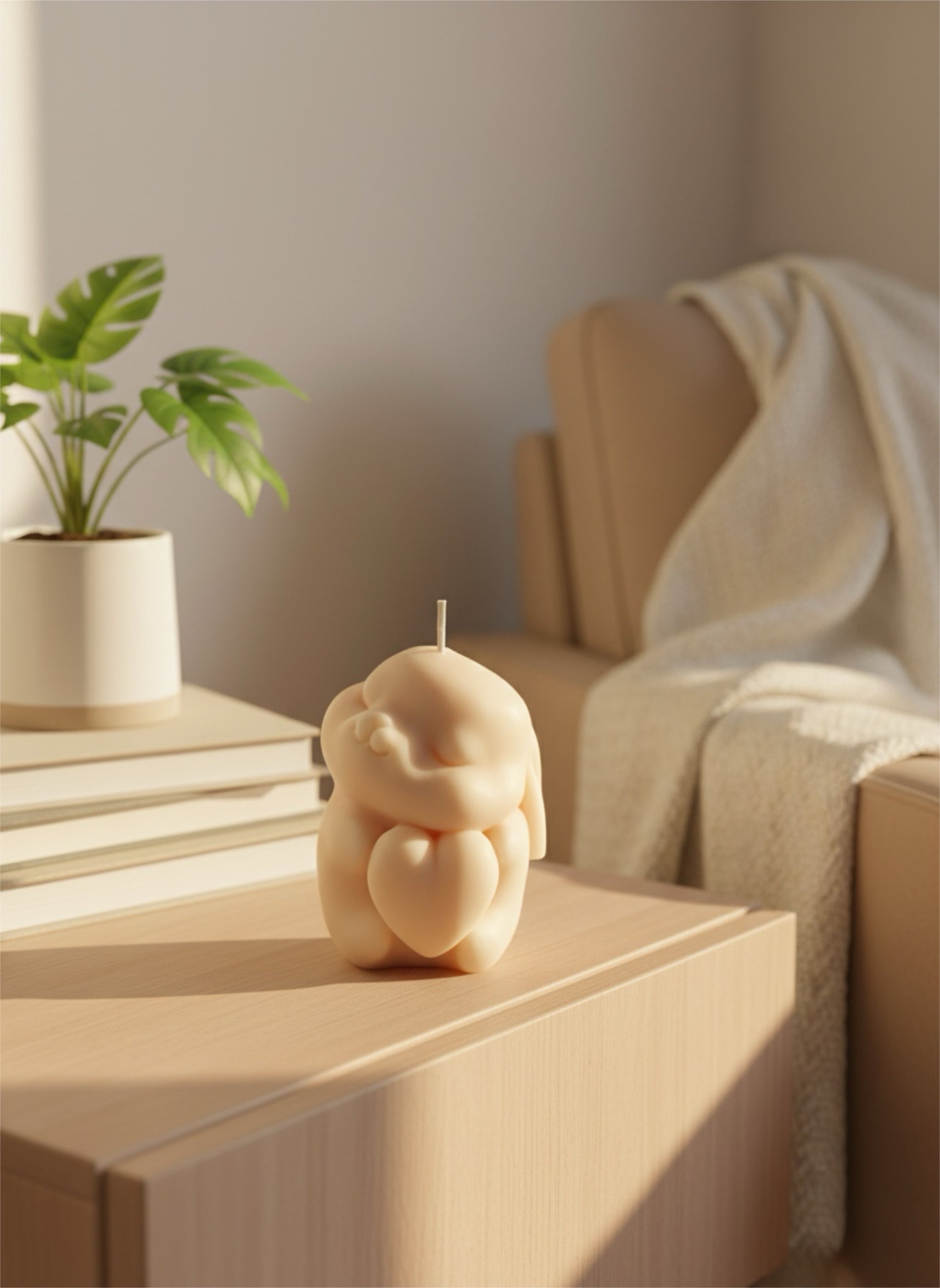 Bunny with Heart Candle